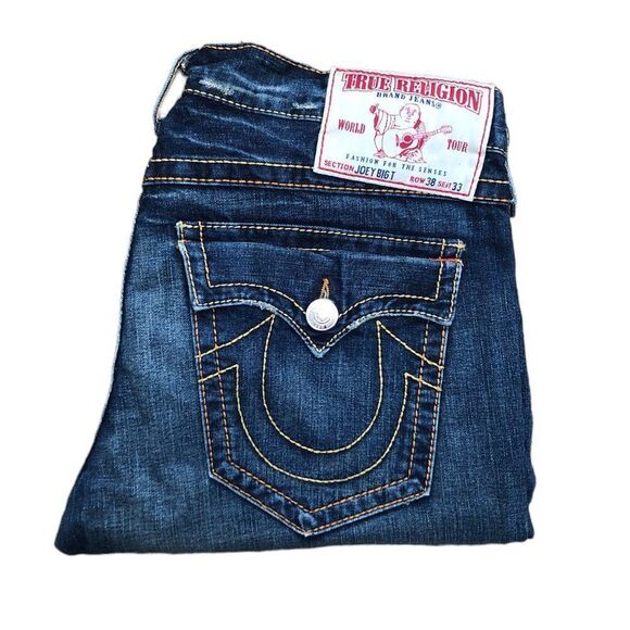 Vintage True Religion Jeans Size 38 JOEY BIG T Blue - Picture 1 of 11